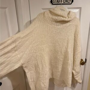Free People Cream Cowl Neck Sweater